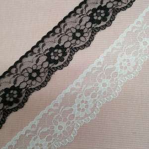 ERKOUMI Ruban de <span class=keywords><strong>dentelle</strong></span> non extensible noir et blanc de qualité supérieure pour la confection de jouets en peluche, nœuds pour cheveux, coussins de canapé et projets d'artisanat - Product Image 2