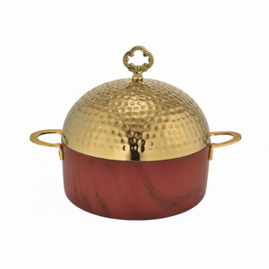 Utensilios de cocina clásicos hechos a mano de tendencia 2024, cazuela de mesa de Metal de madera, tapa dorada, utensilios de cocina para cocinar en casa caliente - Product Image 1