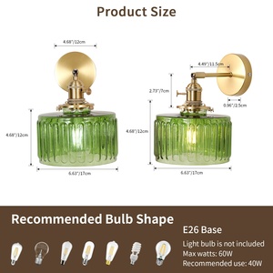 <span class=keywords><strong>Applique</strong></span> da Parete Moderna in Vetro <span class=keywords><strong>Verde</strong></span> Rame E26/E27 per Illuminazione Soggiorno e Arredamento Interno - Product Image 2