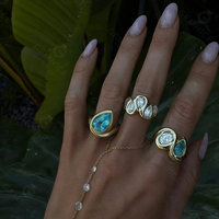 Gemnel Nouveauté Bague en or 18 carats avec diamant en forme de goutte d'eau inversée pour femmes