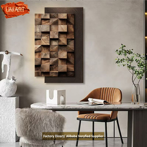 UNIART Premium 3D Relief Sandstone Minimalista LED Luminous Interior Geométrica De Madeira <span class=keywords><strong>Wall</strong></span> Art para Home Hotel Corredor Pendurado - Product Image 6