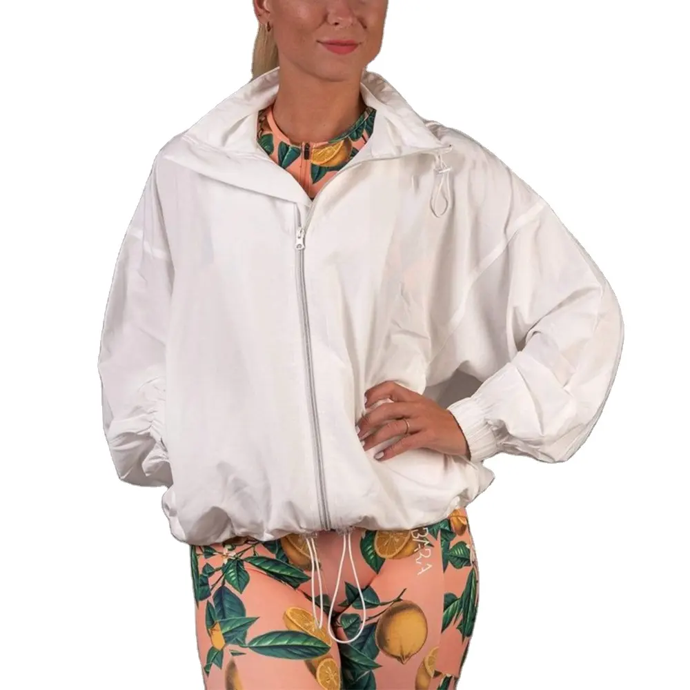 เสื้อแจ็คเก็ตใส่วิ่งผ้าโพลีเอสเตอร์หลากสีสำหรับผู้หญิง,เสื้อคลุมกันลมและกันน้ำเสื้อออกกำลังกายมีฮู้ด