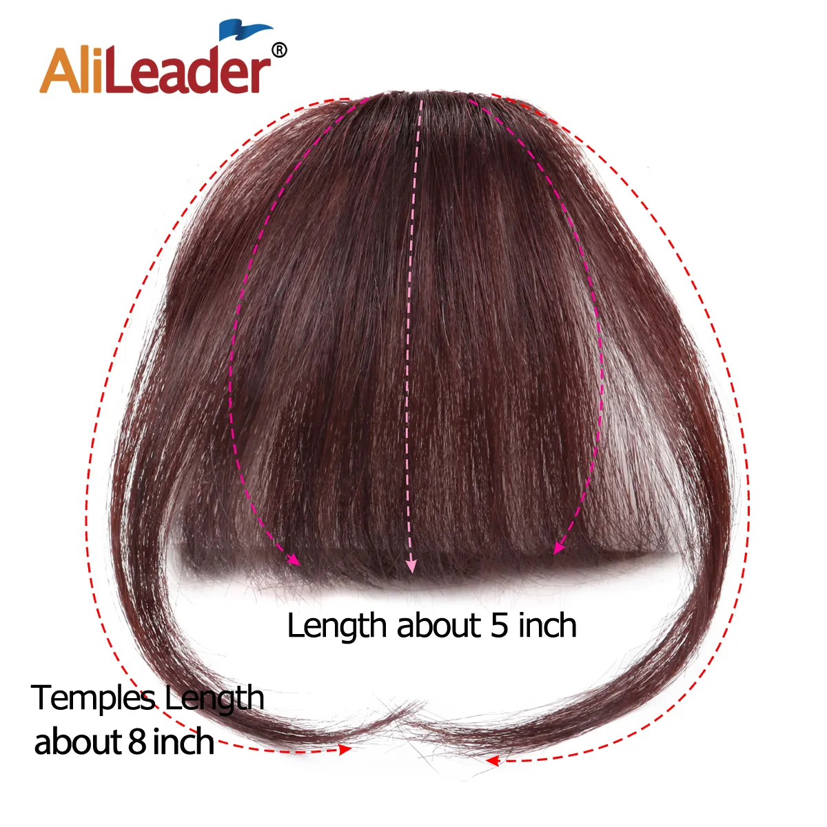 AliLeader Air Bangs One Clip On Hair Extension Straight Hair Pure Human Hair Bangs Front Neat Fringe
