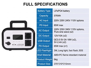 600W 576Wh 220V EU 110V US Portable Power Station LFP Battery <b>Solar</b> Generator Dual AC Output Power Bank For Wholesale Bulk Order - Product Image 2