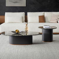 Ensemble de 2 tables basses de salon de luxe en marbre Ensemble de tables d'appoint de meubles modernes pour la maison Table de centre italienne minimaliste