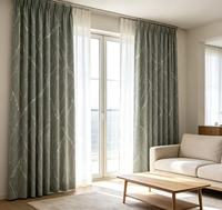 Tissu de rideau occultant jacquard à motifs de feuilles, directement de l'usine, tissu de rideau de fenêtre en polyester tissé pour la maison et l'hôtel