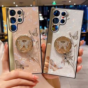 Funda de Teléfono de Lujo con Soporte Electrochapado y Diseño de Mariposa de Mármol para Samsung Galaxy S24 S23 Ultra S22 S21, Funda para <span class=keywords><strong>iPhone</strong></span> 15 14 13 12 - Product Image 1