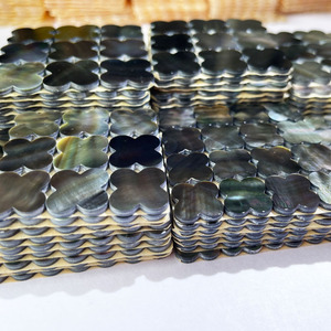 Trébol de Cuatro Hojas Personalizado de 10mm, 15mm, 20mm en Malaquita Verde, Madreperla, Ágata y Ónix Negro para la Fabricación de Joyas - Product Image 4