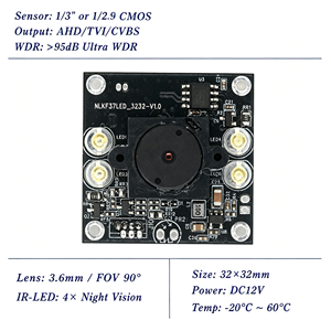 Module de caméra sténopé OEM 1080P WDR à faible luminosité 32x32mm 4-en-1 hybride AHD TVI CVBS commutable pour interphone vidéo - Product Image 2