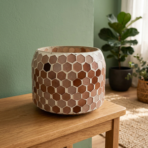 Porte-bougie en verre mosaïque écologique fait à la main, motif hexagonal, lanterne pour la décoration de la maison, les mariages et Noël - Product Image 2
