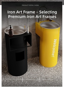 Lavabo sur pied moderne avec support de robinet monotrou facile à nettoyer, structure métallique, lavabo commercial autoportant pour cafés et pubs - Product Image 2
