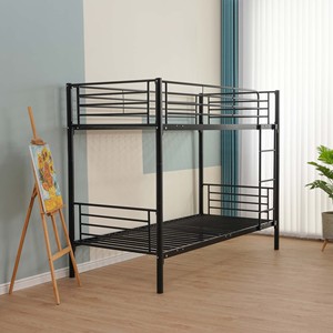 Lit moderne solide à <span class=keywords><strong>2</strong></span> couchages Cadre de lit <span class=keywords><strong>superposé</strong></span> en métal noir en fer à bas prix Lits en acier solide - Product Image 3