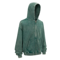 Veste à capuche unisexe personnalisée, coupe oversize, vintage, en molleton bouclette 100% coton, épaisse, coupe-vent, avec fermeture éclair, effet délavé minéral, pour l'hiver