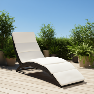 Tumbona con Cojín, Muebles de Exterior Reclinables, Ratán PE, Diseño Moderno, Estilo Contemporáneo, Operación Manual - Product Image 2