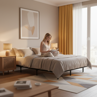 Meistverkauftes Hängebett ohne Kopfteil, Eisenrahmen, Stahlrahmen, Doppelbett für Hauptschlafzimmer und Hotel, Tatami-Matte mit Stahlrahmen