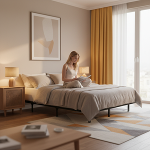 <span class=keywords><strong>Cama</strong></span> <span class=keywords><strong>Suspendida</strong></span> Sin Cabecera en Oferta, Estructura de Hierro y Acero, <span class=keywords><strong>Cama</strong></span> Doble para Dormitorio Principal u Hotel, Tatami, Estructura de Acero - Product Image 1