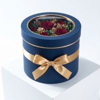 Caja de Regalo Cilíndrica de Lujo con Borde Dorado, Caja de Embalaje Personalizada para Regalos