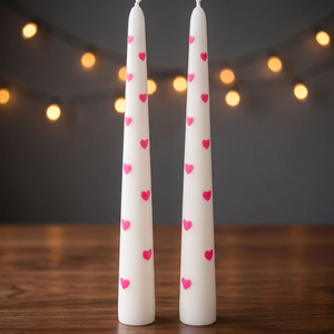 Bougies classiques en cire de soja et paraffine blanches, motif cœurs roses et rouges peints à la main, parfum vanille, décoration de Noël pour la maison - Product Image 3