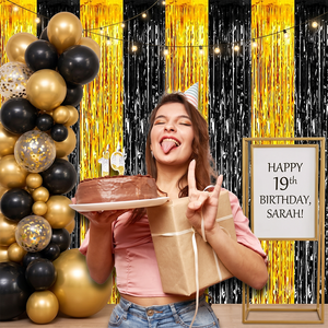 Wiederverwendbare Metallfolie Fransen-Hintergrunddekoration Glitzernde Lametta-Vorhänge für Sweet 16 Quinceanera Geburtstagsfeier Hintergrund - Product Image 2