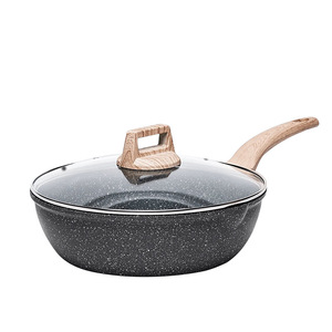 Shuxin Maifan Pierre Antiadhésive Petit Wok Pan avec Manche en Bois Cuisinière à <span class=keywords><strong>Induction</strong></span> Compatible Cuisinière à Gaz Convient - Product Image 1