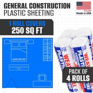 Lámina de Plástico Resistente a la Intemperie de 10 pies x 25 pies, 3.5 mil, Fabricada en EE. UU. para Protección en la Construcción - Product Image 2