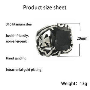 European Style Titanium Steel Hollow <b>Cross</b> <b>Ring</b> Men's Punk Geometric Fashion Jewelry Gift Claw Setting <b>Rings</b> - Product Image 5