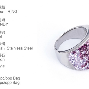 Anillo de Acero Inoxidable con Zirconia de Colores, Venta al por Mayor con MOQ Bajo, Joyería Brillante, Anillos Anchos de Zirconia para Mujer Estilo Hip Hop - Product Image 4