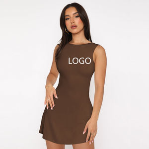 فستان نسائي عالي الجودة مصنوع خصيصًا بدون أكمام ، تنورة قصيرة بدون أكمام بلون واحد ، ملابس تنس مثيرة على الطراز الأوروبي والأمريكية - Product Image 1