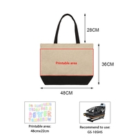 Vente en gros de grand sac fourre-tout de sublimation en lin bricolage par transfert et impression vierge avec fermeture éclair