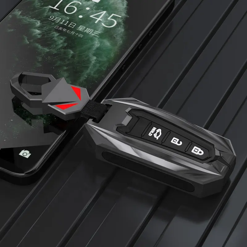 3 Botões Smart Remote Key Fob Cover Protector Zinc alloy silicone car Key Case Para Hyundai Santa Fe KONA Encino
