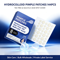 Patchs Hydrocolloïdes Anti-Acné Multi-Tailles 144 Pièces à l'Arbre à Thé et à l'Acide Salicylique pour Couvrir les Imperfections du Visage – Soin Quotidien de la Peau – Vente en Gros