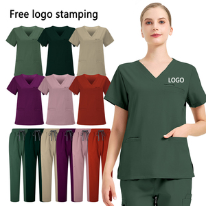 Divisa Medica Personalizzata con Logo, Set Infermiera Elasticizzato Nero, Uniforme per Dottori in Poliestere/Rayon - Product Image 1