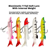 Leurre souple en silicone réaliste 3D avec tête plombée et queue en T pour la pêche au brochet et au poisson mandarin, modèle PK-02