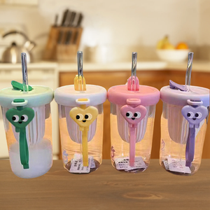 32oz Cute Floral Water Bottle With Straw - Leakproof Clear Gym Bottle For Men & Women