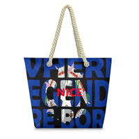 Sac fourre-tout personnalisé en polyester avec poignées en corde de chanvre de Saipan, pratique pour les sorties en plein air, les courses et les voyages