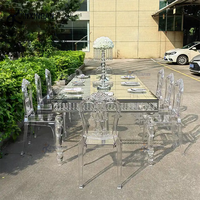 Elegante moderne Luxus Harz Acryl Bankett Event Tisch Kristallglas platte Rechteck Hochzeits tisch