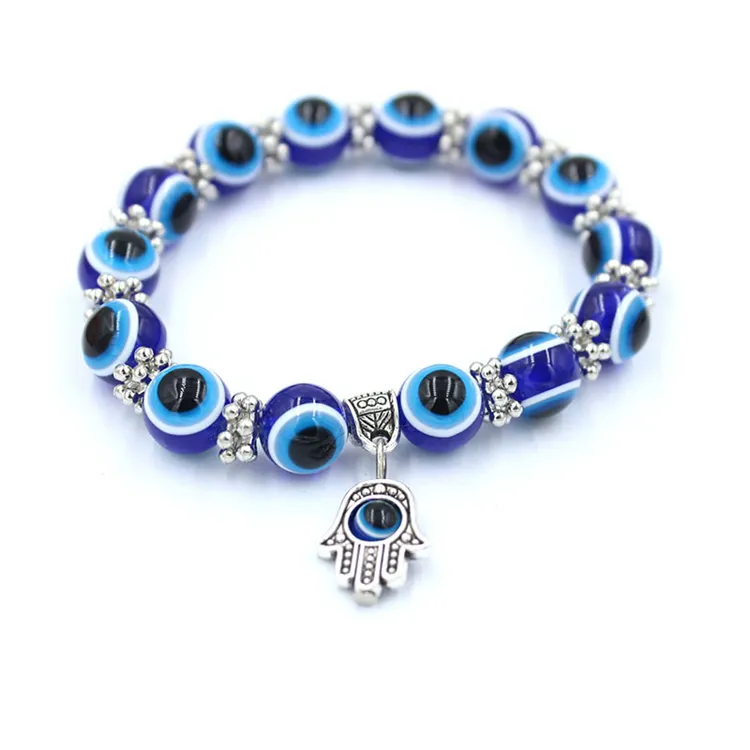 Hamsa Evil Eye plaqué or pour filles, bracelets porte-bonheur, breloques empilables à la mode, Inde, haute qualité, vente en gros, 2019