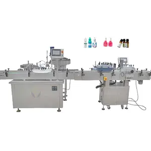 FillinMachine Automatic essential Oil eye drops liquid glass vial bottle filling and capping labeling production line