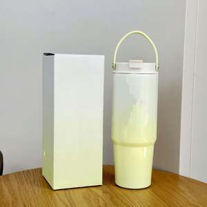 Mugs à café en acier inoxydable de 30 oz avec logo personnalisé, nouveau dégradé de couleurs estivales, thermos/flasques, gobelet à boire avec paille, poignée portable - Product Image 6