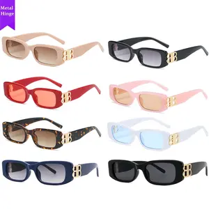 Luxus Marke Designer Mode Kleine quadratische Rahmen Sonnenbrille Retro Champagner Sonnenbrille Damen Persönlichkeit B Brief Brille