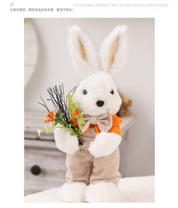 2025 nuovo Design creativo coniglio farcito simpatico coniglio peloso e morbido che tiene i Peluches ad anello di fiori per la decorazione di nozze da favola - Product Image 6