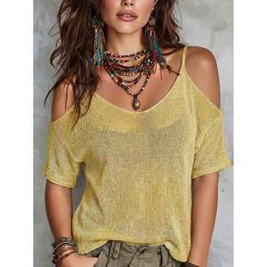 Pull en tricot ouvert à épaules dénudées marron taille S pour femmes - Product Image 3