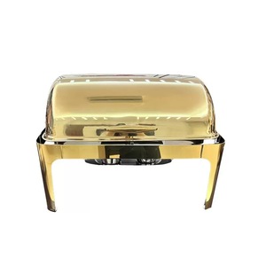 Precio de Fábrica: Recipientes para Buffet y Catering, de Acero Inoxidable, Dorados y Plateados, con Tapa Enrollable, Calentadores de Alimentos con Alimentación de Alcohol, Automáticos - Product Image 3