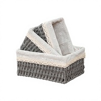 Panier de rangement de bureau, organiseur de collations, conteneur de rangement tressé, panier de rangement minimaliste, boîte de rangement imitation rotin, vente en gros