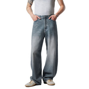 Jeans baggy personnalisés de haute qualité, coupe large classique, pour hommes, effet délavé Monkey Wash Y2K, vente en gros Chine - Product Image 3
