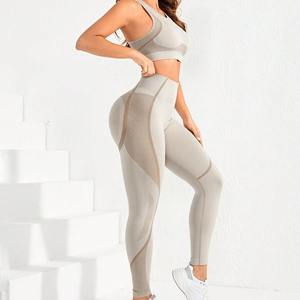 Conjuntos Deportivos para Mujer de 2 Piezas, Leggings de Cintura Alta y Manga Larga, Top Corto para Gimnasio - Product Image 3