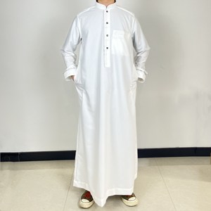 Dernière collection : Kurta blanc pour homme, <span class=keywords><strong>style</strong></span> marocain, tissu anti-statique, Jalabiya arabe <span class=keywords><strong>Khaleeji</strong></span>, pyjama, design arabe pour homme - Product Image 2