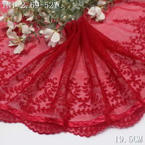 Pizzo in Tulle Elasticizzato Morbido 19CM Nero Rosso Nude con Ricamo Floreale per Orlo di Abiti da Donna Stile Vittoriano - Product Image 5