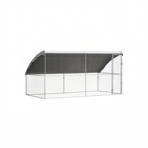 Caseta para Perros de Acero Galvanizado Plateado, 13.12 x 6.56 x 6.56 Pies, Jaula para Mascotas Resistente para Exteriores, para Razas Grandes - Product Image 1