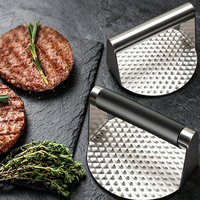 Presse à hamburgers en acier inoxydable avec poignée antidérapante, 3 spatules de barbecue, outils de grillade, kit de presse à burgers